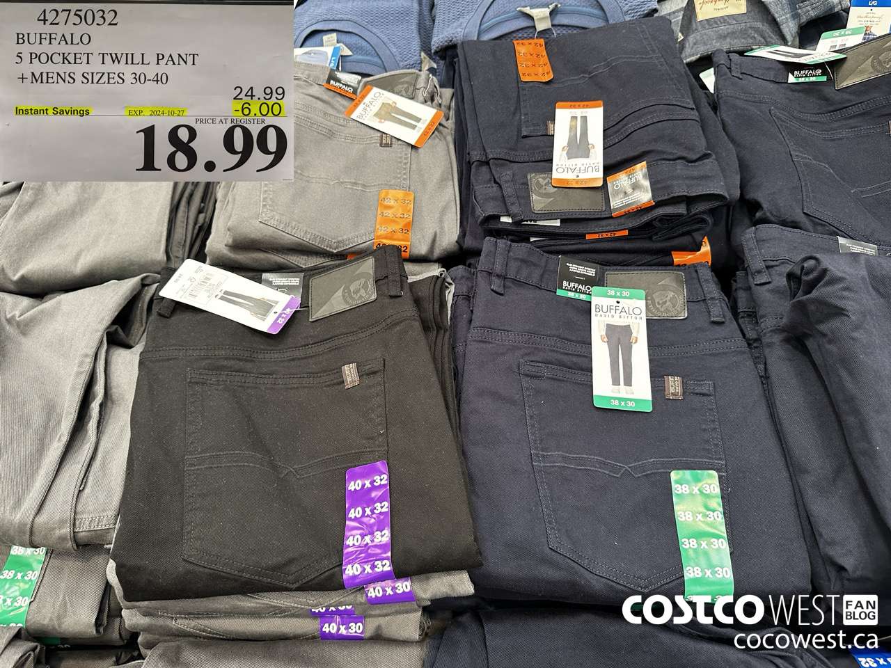 4275032 BUFFALO 5 POCKET TWILL PANT MENS SIZES 30-40  ($6.00 INSTANT SAVINGS EXPIRES ON 2024-10-27) $18.99