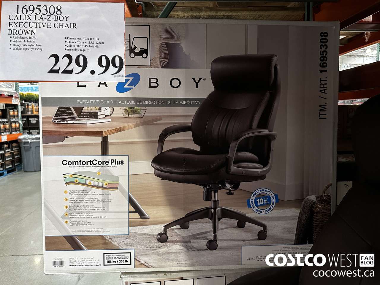 1695308 CALIZ LA-Z-BOY EXECUTIVE CHAIR BROWN $229.99