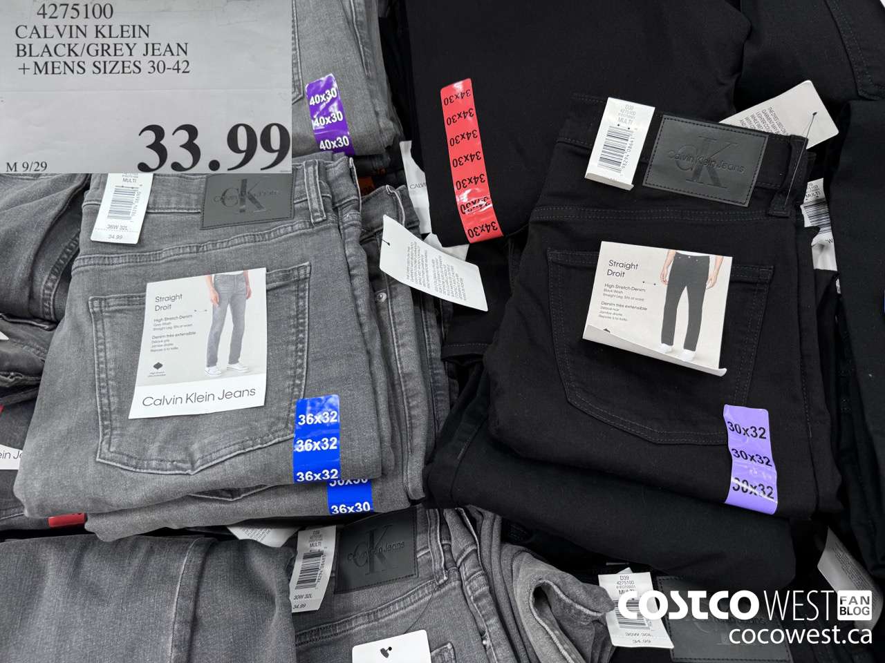 4275100 CALVIN KLEIN BLACK/GREY JEAN MENS SIZES 30-42  $33.99