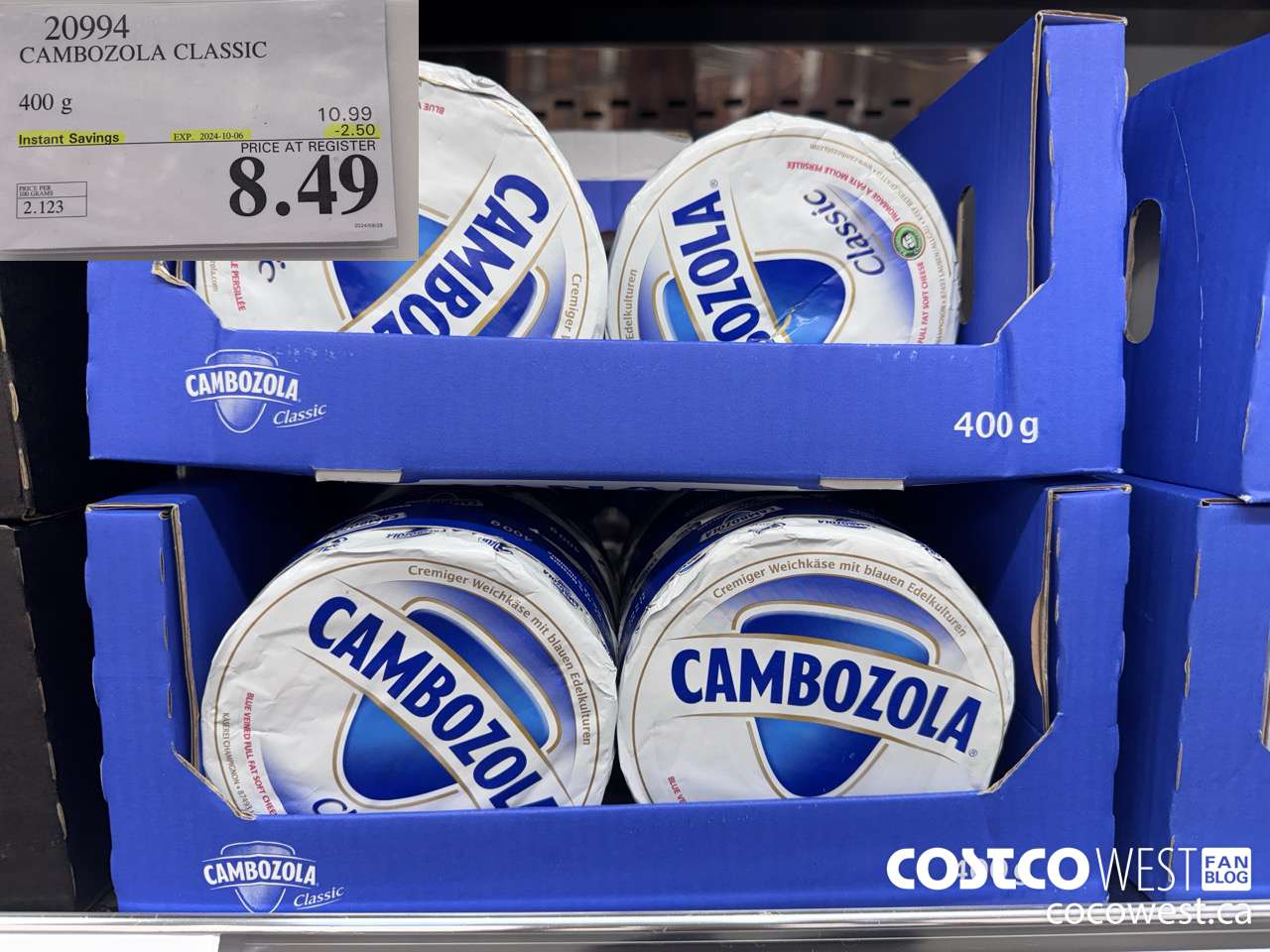 20994 CAMBOZOLA CLASSIC 400 g ($2.50 INSTANT SAVINGS EXPIRES ON 2024-10-06) $8.49