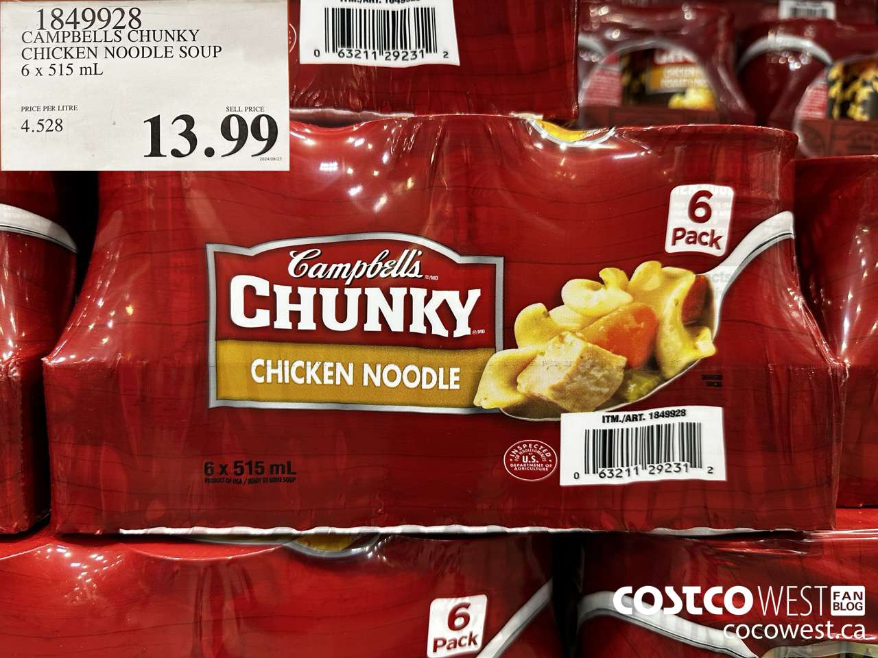 1849928 CAMPBELLS CHUNKY CHICKEN NOODLE SOUP 6 X 515ML $13.99