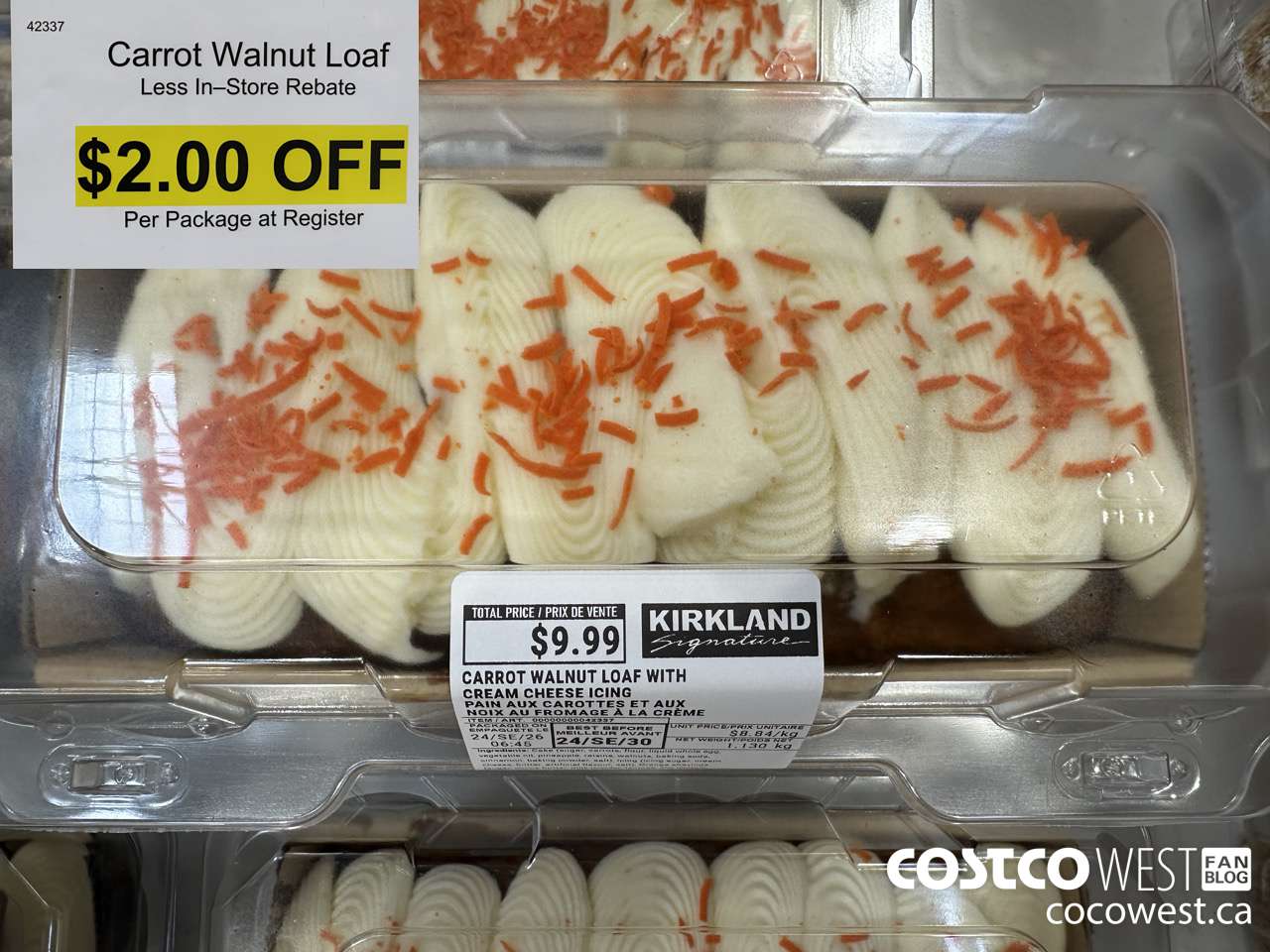 42337 CARROT WALNUT LOAF WITH CREAM CHEESE ICING ($2.00 INSTANT SAVINGS)