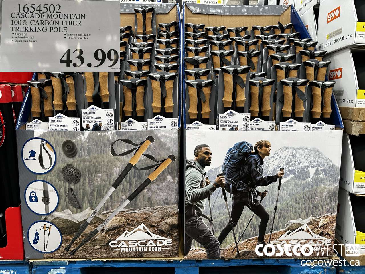 1654502 CASCADE MOUNTAIN 100% CARBON FIBRE TREKKING POLE $43.99