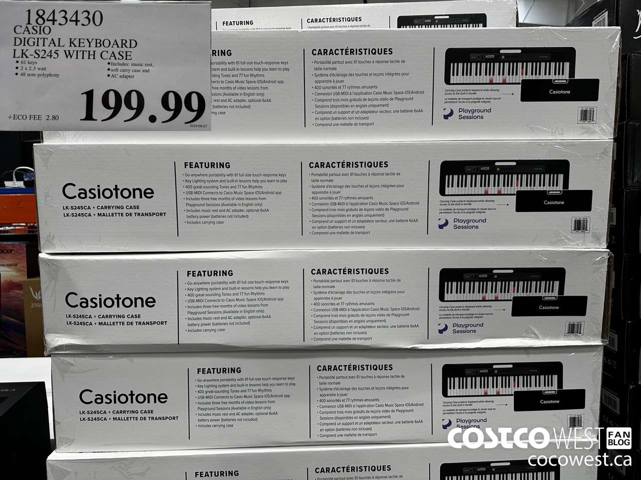 1843430 CASIO DIGITAL KEYBOARD LK-S245 WITH CASE $199.99