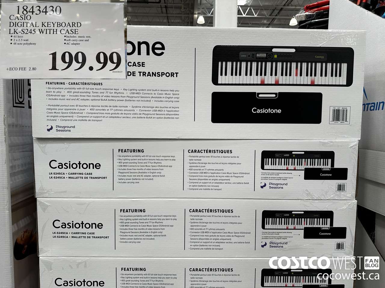 1843430 CASIO DIGITAL KEYBOARD LK-S245 WITH CASE $199.99