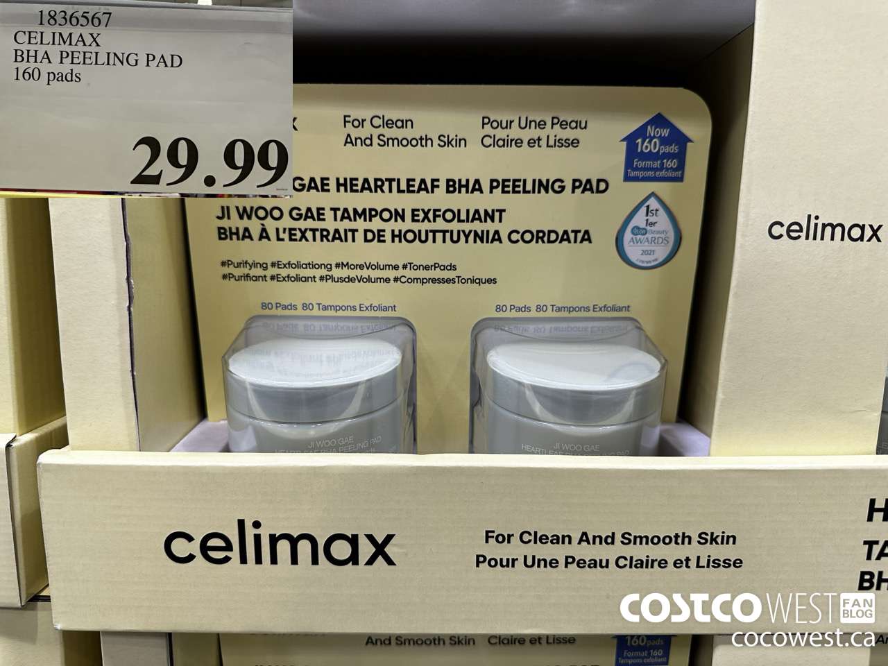 1836567 CELIMAX BHA PEELING PAD 160 PADS $29.99