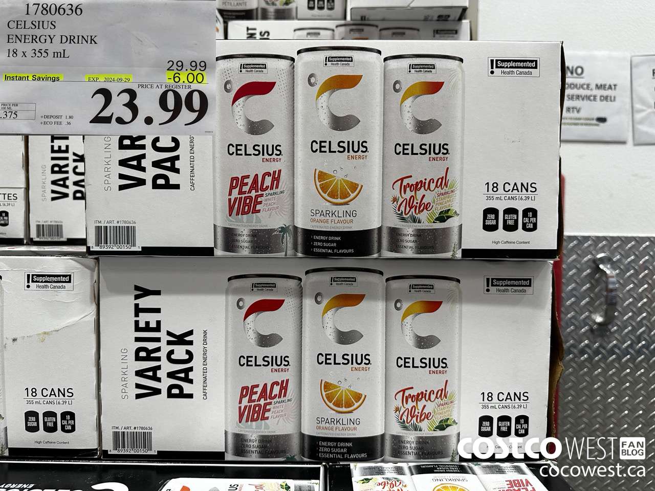 1780636 CELSIUS ENERGY DRINK 18 X 355 ML ($6.00 INSTANT SAVINGS EXPIRES ON 2024-09-29) $23.99
