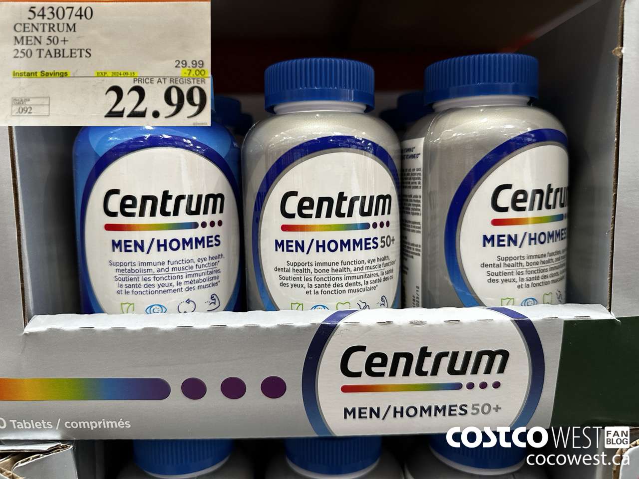 5430740 CENTRUM MEN/MEN 50+ 250 TABLETS ($7.00 INSTANT SAVINGS EXPIRES ON 2024-09-15) $22.99