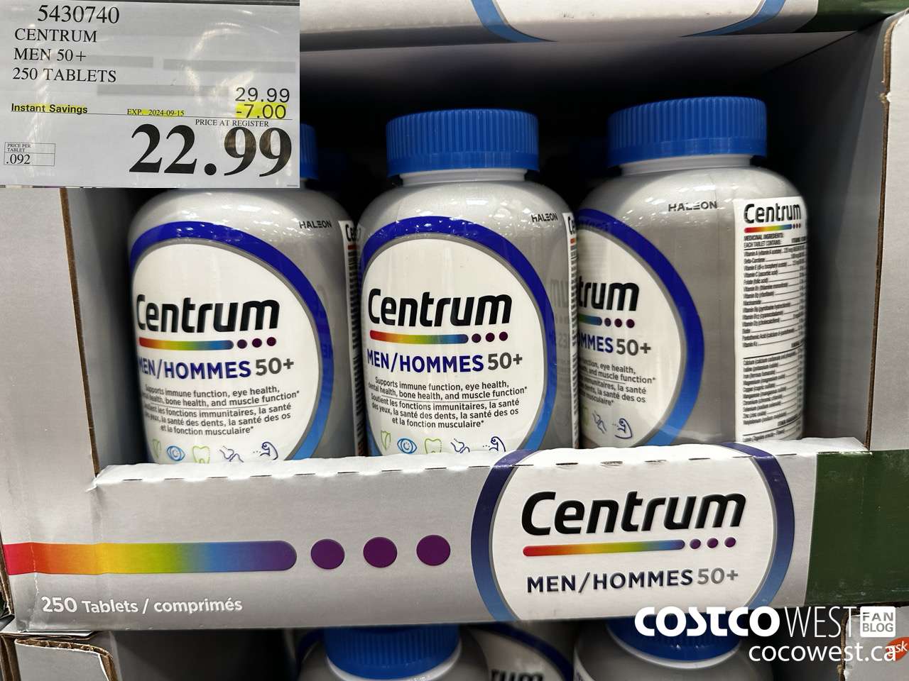 5430740 CENTRUM MEN/MEN 50+ 250 TABLETS ($7.00 INSTANT SAVINGS EXPIRES ON 2024-09-15) $22.99