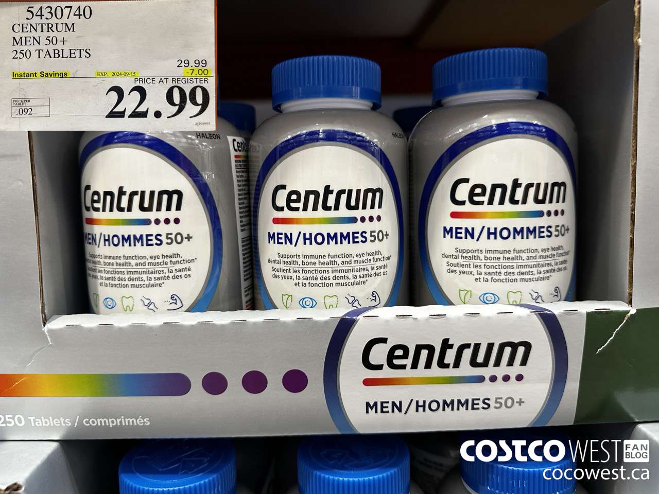 5430740 CENTRUM MEN/MEN 50+ 250 TABLETS ($7.00 INSTANT SAVINGS EXPIRES ON 2024-09-15) $22.99