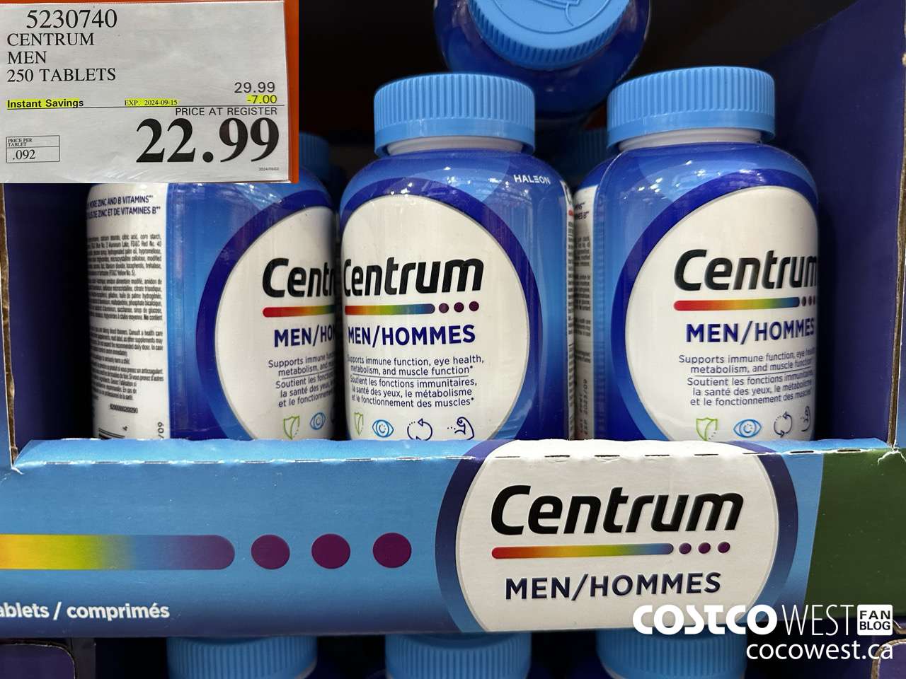 5230740 CENTRUM MEN 250 TABLETS ($7.00 INSTANT SAVINGS EXPIRES ON 2024-09-15) $29.99
