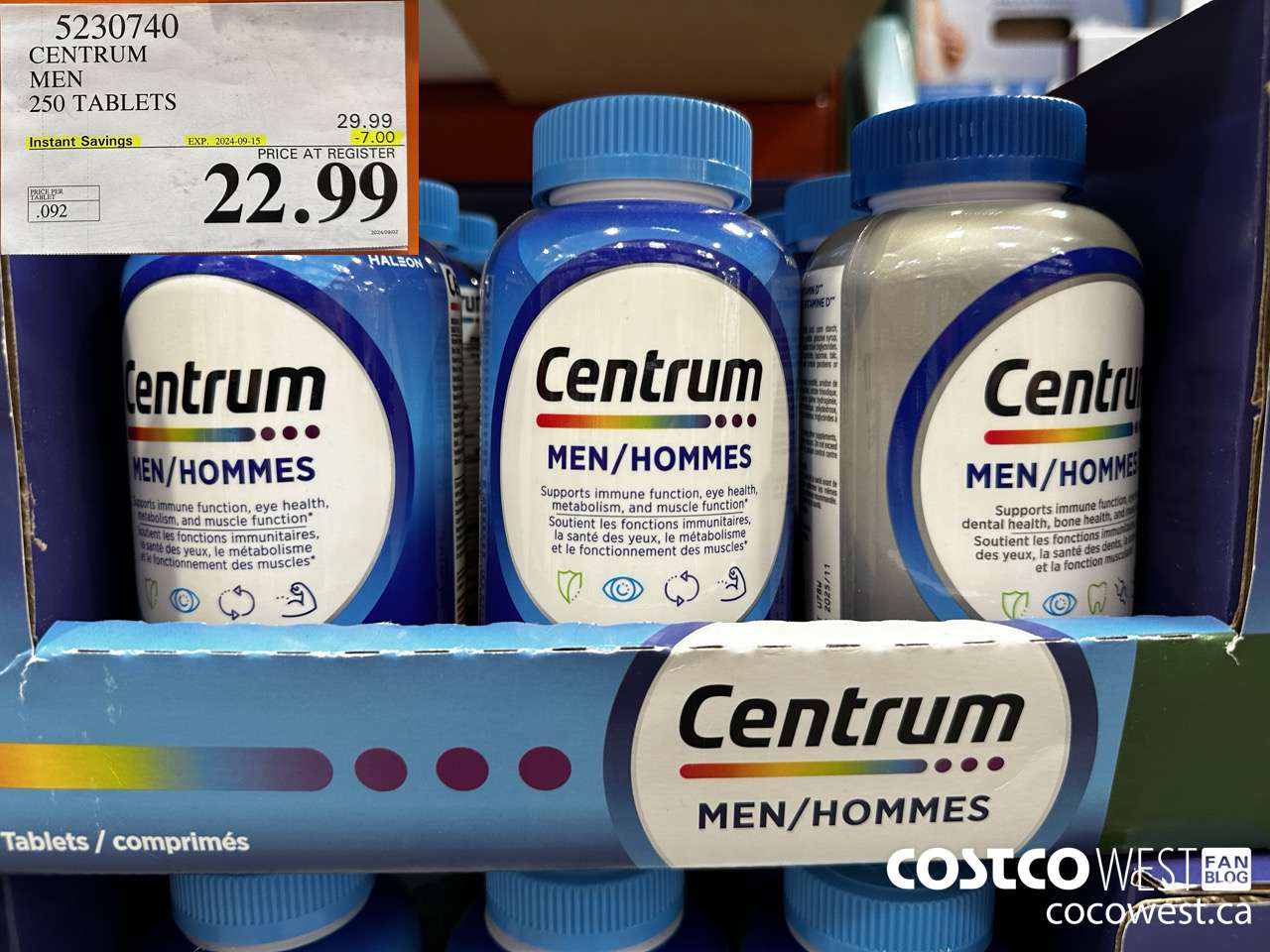 5230740 CENTRUM MEN 250 TABLETS ($7.00 INSTANT SAVINGS EXPIRES ON 2024-09-15) $22.99