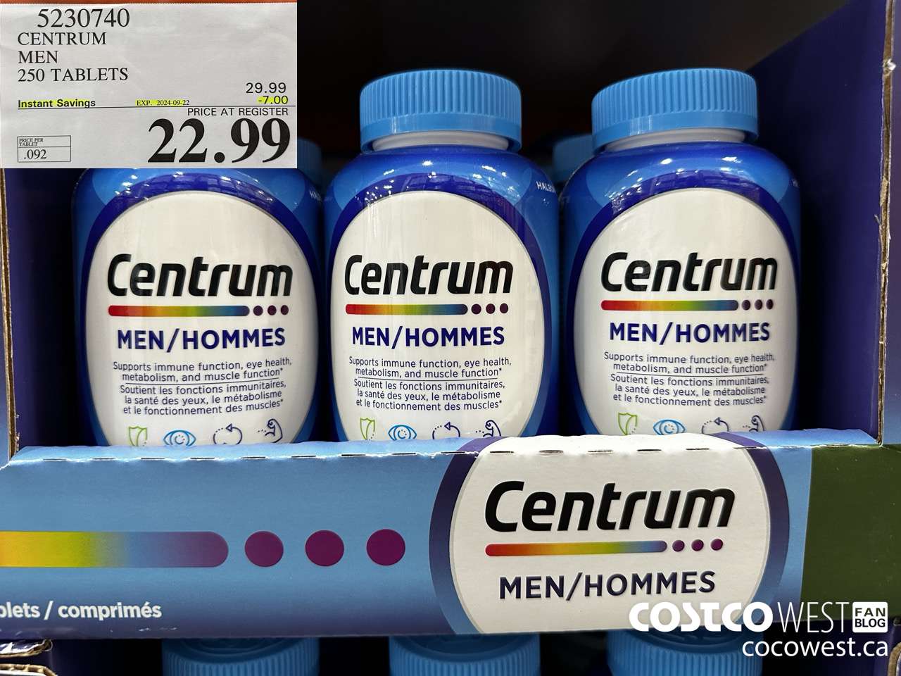 5230740 CENTRUM MEN 250 TABLETS ($7.00 INSTANT SAVINGS EXPIRES ON 2024-09-22) $22.99