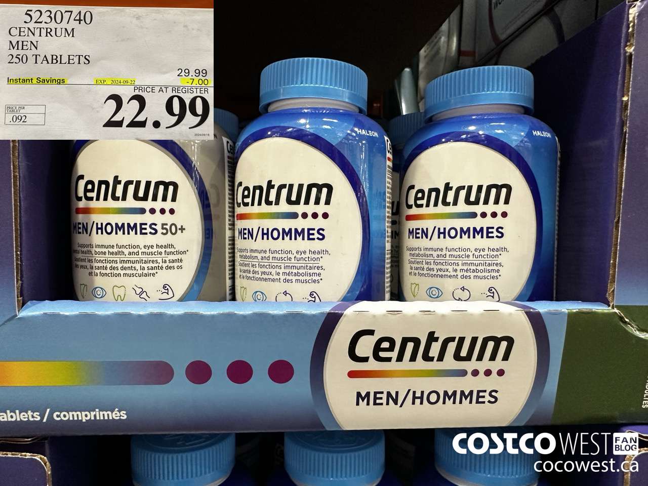 5230740 CENTRUM MEN 250 TABLETS ($7.00 INSTANT SAVINGS EXPIRES ON 2024-09-22) $22.99