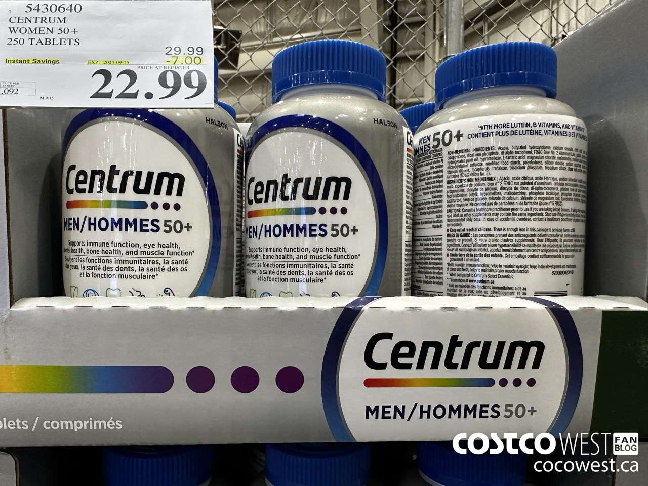 5430640 CENTRUM WOMEN 50+ 250 TABLET ($7.00 INSTANT SAVINGS EXPIRES ON 2024-09-15) $22.99
