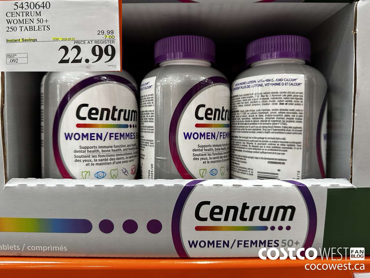 5430640 CENTRUM WOMEN 50+ 250 TABLET ($7.00 INSTANT SAVINGS EXPIRES ON 2024-09-22) $22.99