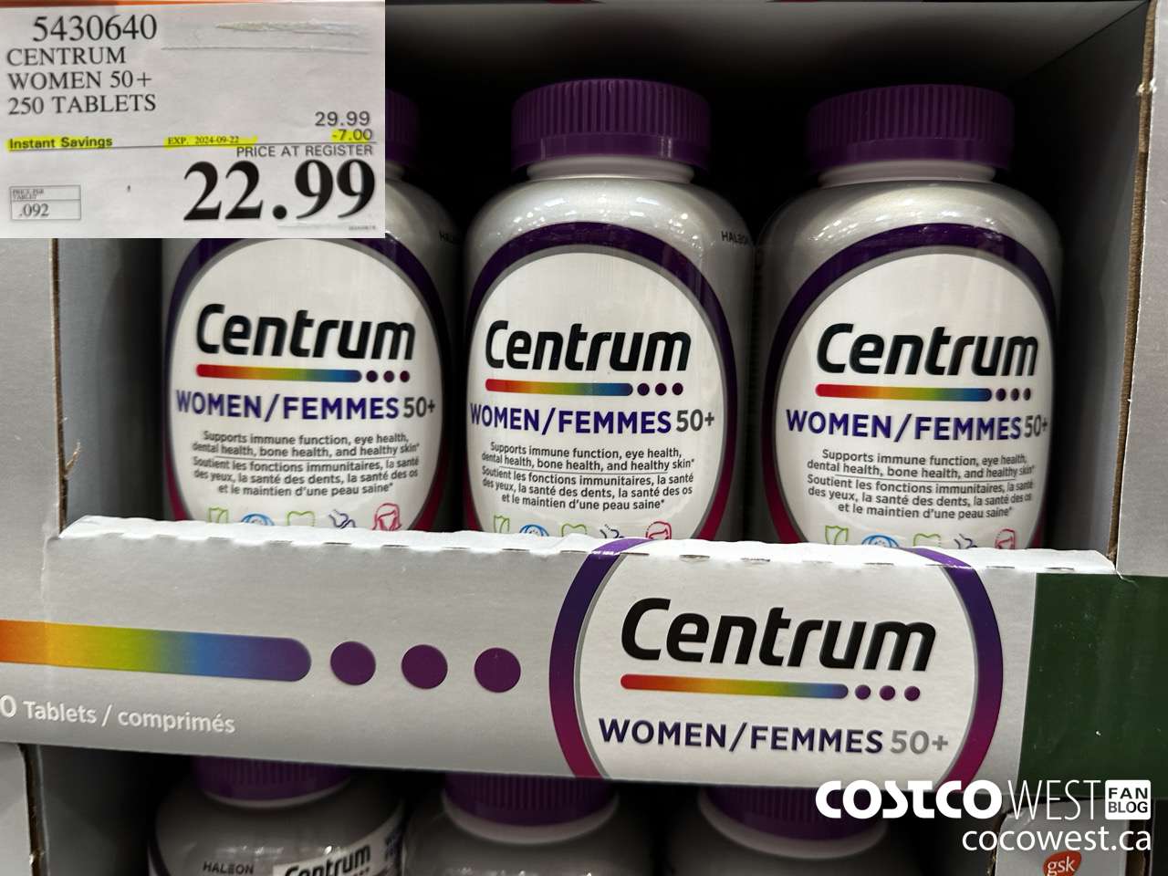 5430640 CENTRUM WOMEN 50+ 250 TABLET ($7.00 INSTANT SAVINGS EXPIRES ON 2024-09-22) $22.99