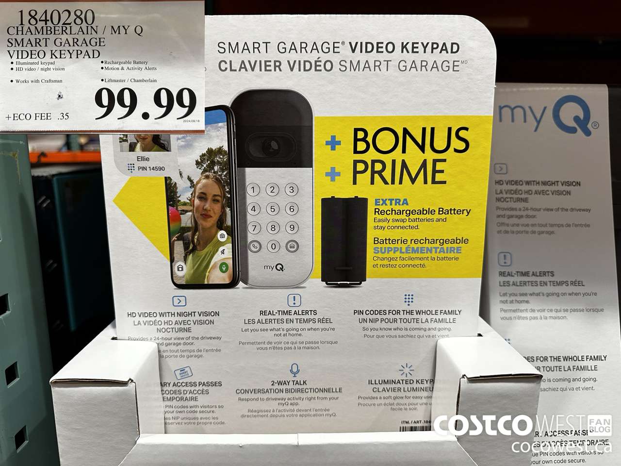 1840280 CHAMBERLAIN / MY Q SMART GARAGE VIDEO KEYPAD $99.99