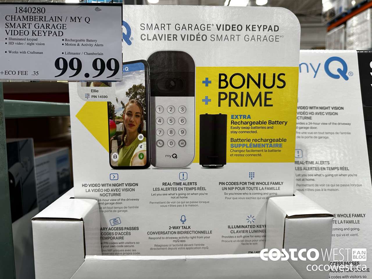 1840280 CHAMBERLAIN / MY Q SMART GARAGE VIDEO KEYPAD $99.99