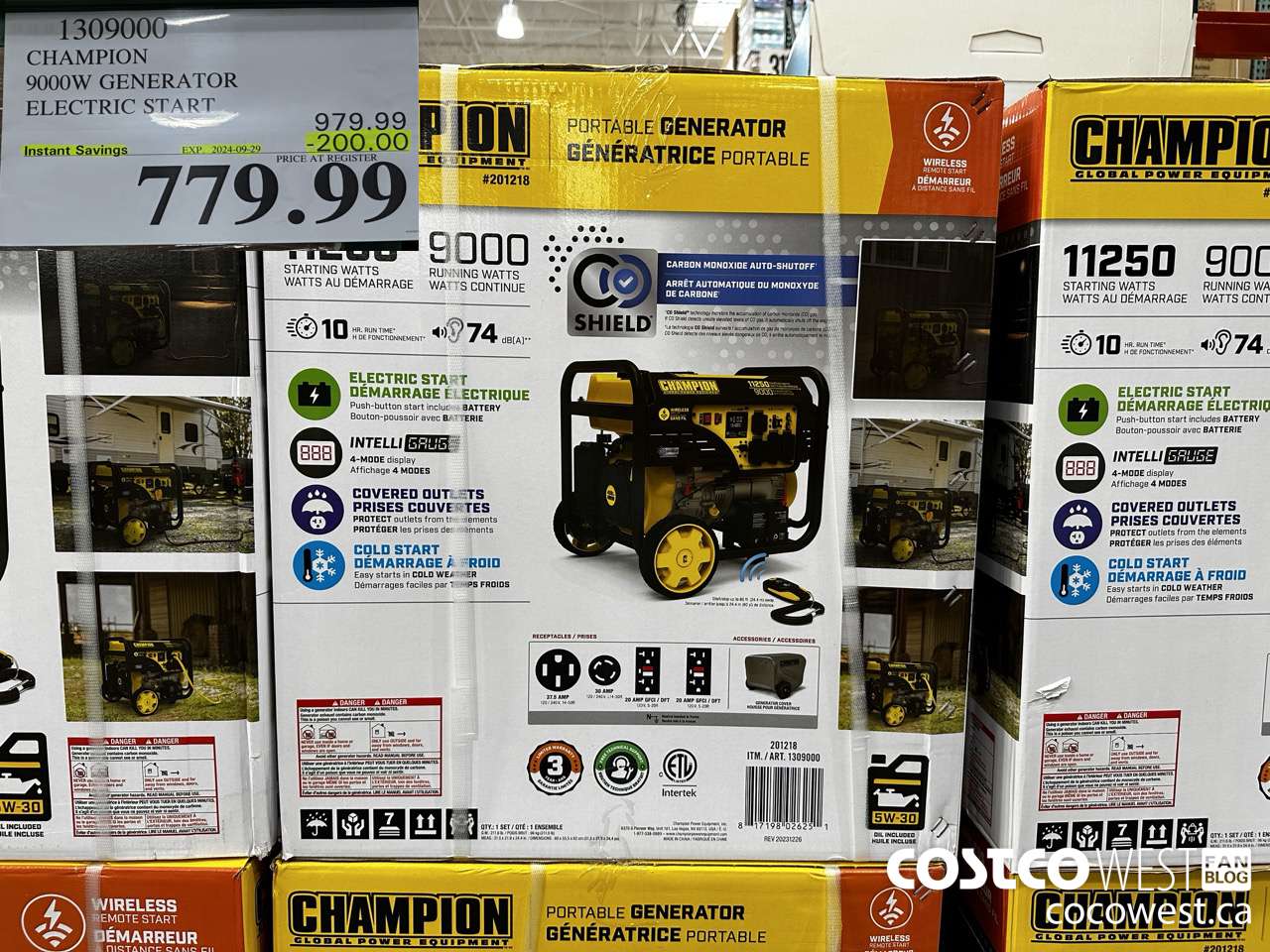 1309000 CHAMPION 9000W GENERATOR ELECTRIC START ($200.00 INSTANT SAVINGS EXPIRES ON 2024-09-29) $779.99