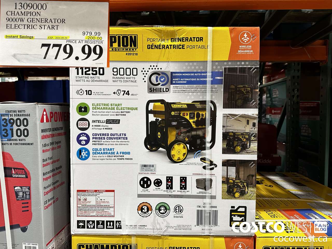 1309000 CHAMPION 9000W GENERATOR ELECTRIC START ($200.00 INSTANT SAVINGS EXPIRES ON 2024-09-29) $779.99