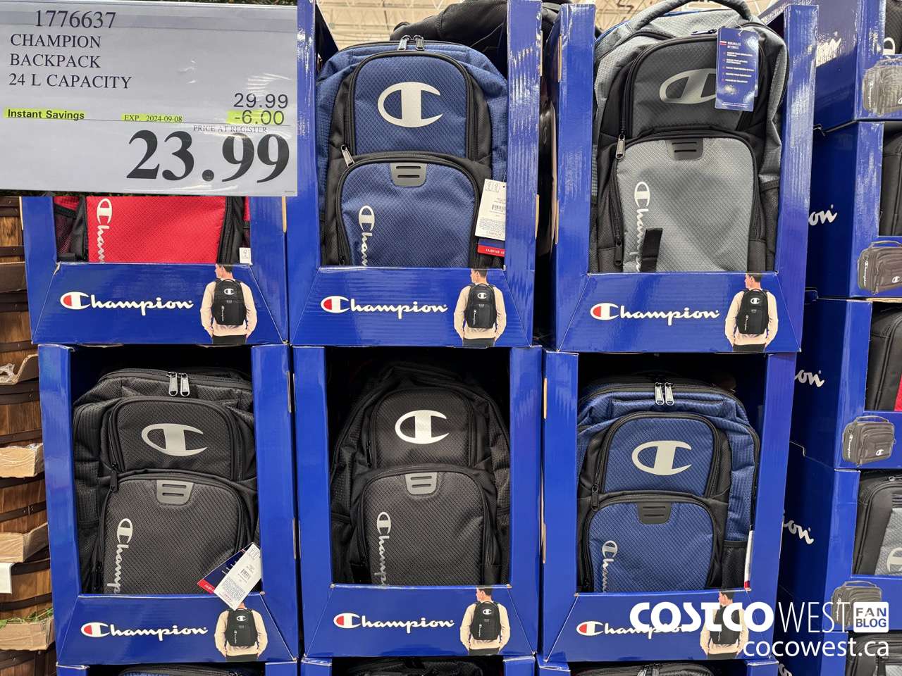 1776637 CHAMPION BACKPACK 24 L CAPACITY ($6.00 INSTANT SAVINGS EXPIRES ON 2024-09-08) $23.99