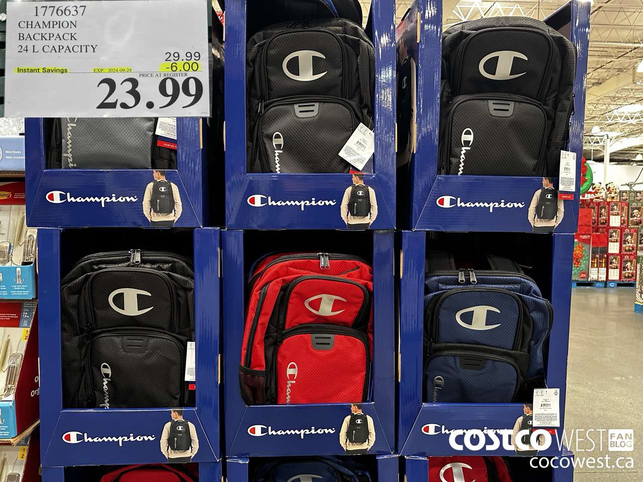 1776637 CHAMPION BACKPACK 24 L CAPACITY ($6.00 INSTANT SAVINGS EXPIRES ON 2024-09-29) $23.99