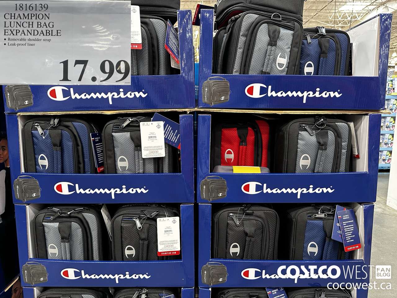 1816139 CHAMPION LUNCH BAG EXPANDABLE $17.99