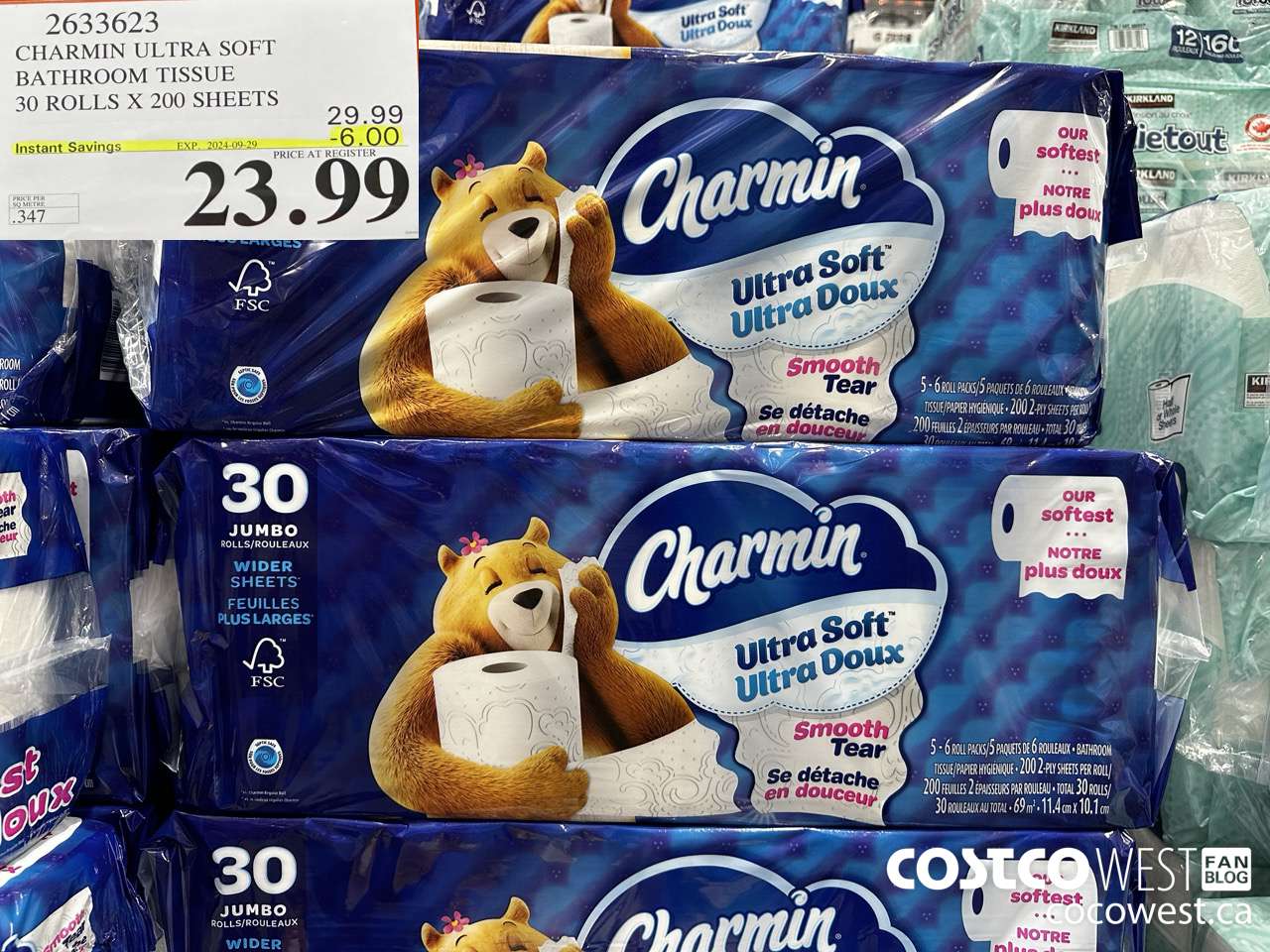 2633623 CHARMIN ULTRA SOFT BATHROOM TISSUE 30 ROLLS X 200 SHEETS ($6.00 INSTANT SAVINGS EXPIRES ON 2024-09-29) $23.99