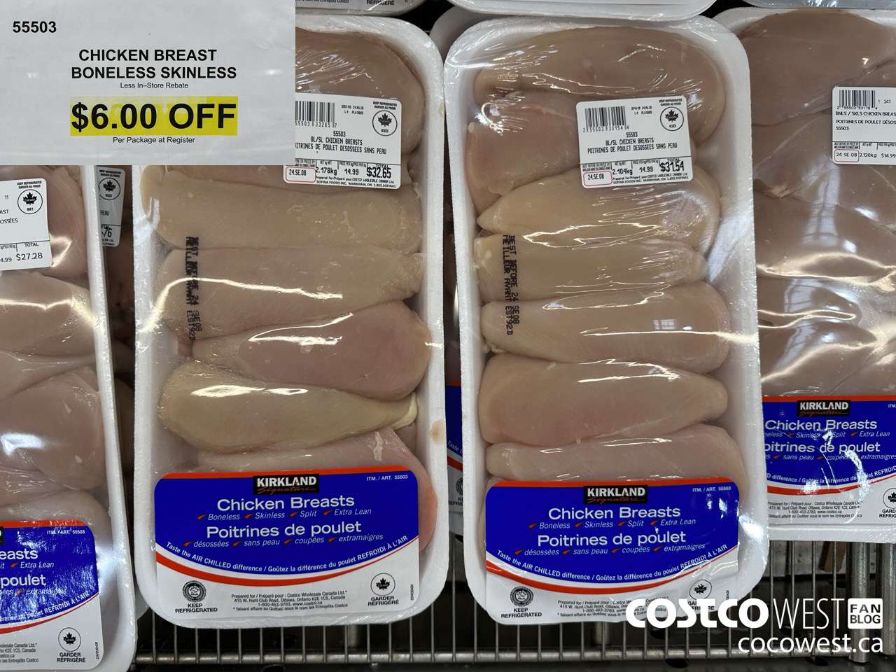 55503 CHICKEN BREASTS BONELESS SKINLESS ($6.00 INSTANT SAVINGS)