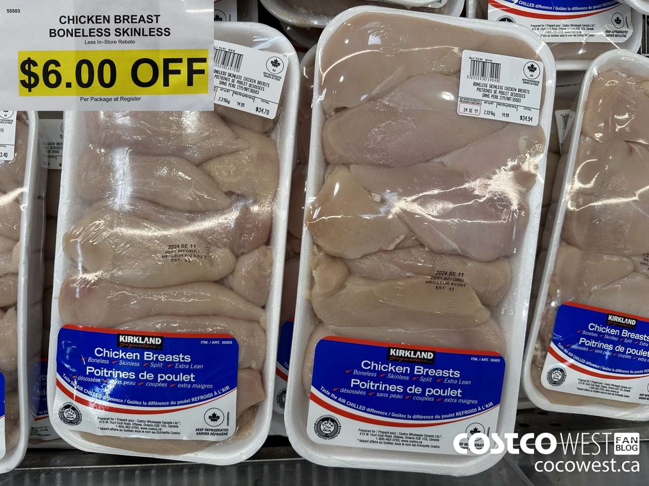 55503 CHICKEN BREASTS BONELESS SKINLESS ($6.00 INSTANT SAVINGS)
