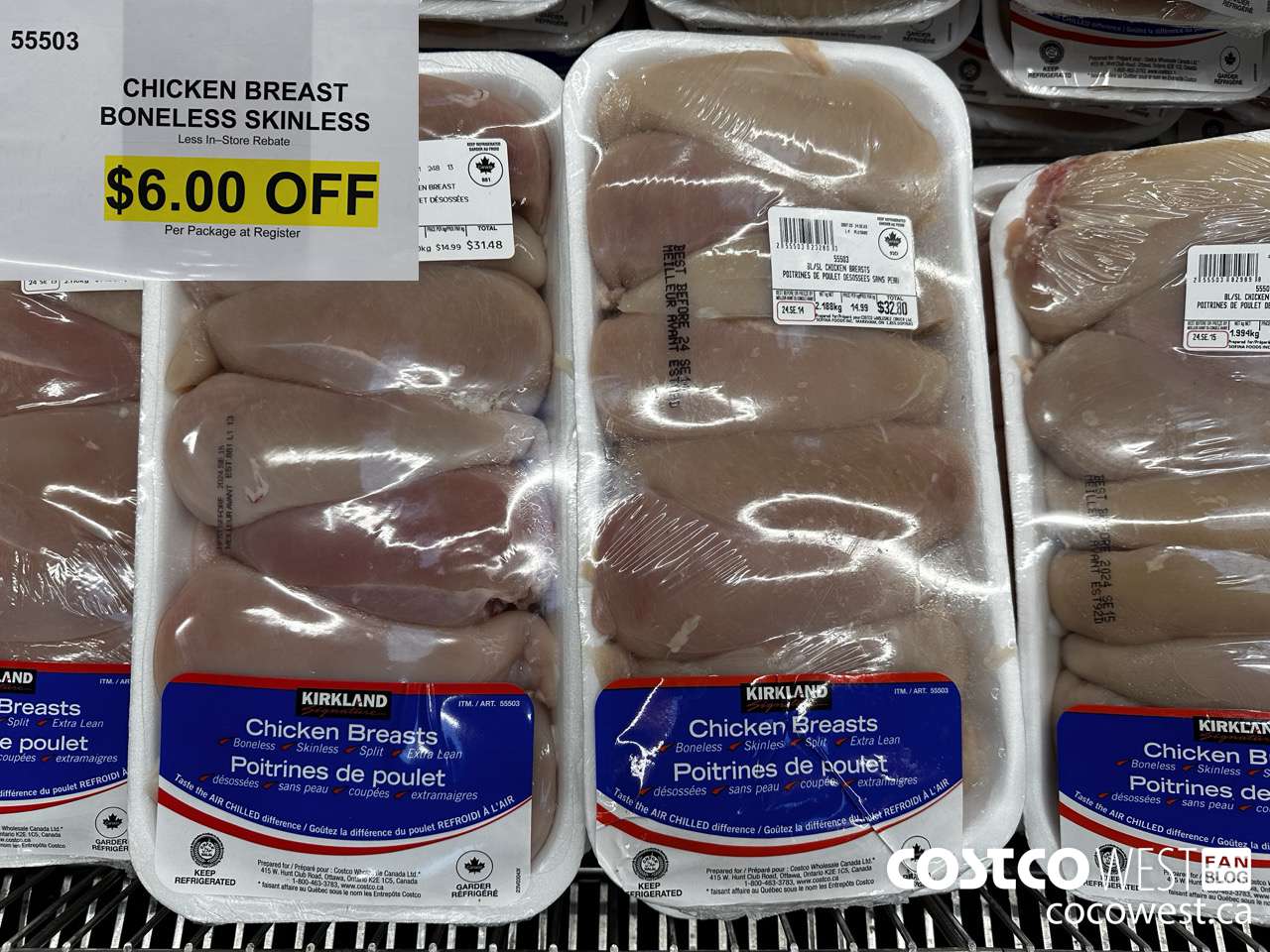 55503 CHICKEN BREASTS BONELESS SKINLESS ($6.00 INSTANT SAVINGS)