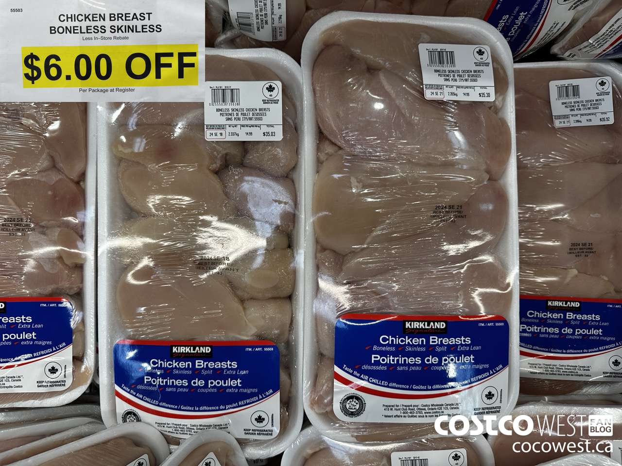 55503 CHICKEN BREASTS BONELESS SKINLESS ($6.00 INSTANT SAVINGS)