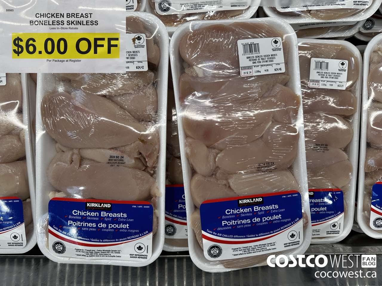 55503 CHICKEN BREASTS BONELESS SKINLESS ($6.00 INSTANT SAVINGS)