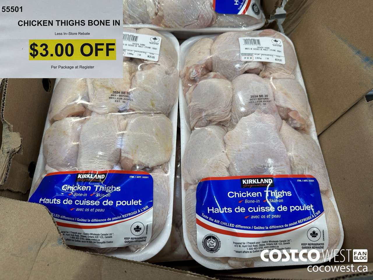 55501 CHICKEN THIGHTS BONE IN ($3.00 INSTANT SAVINGS)