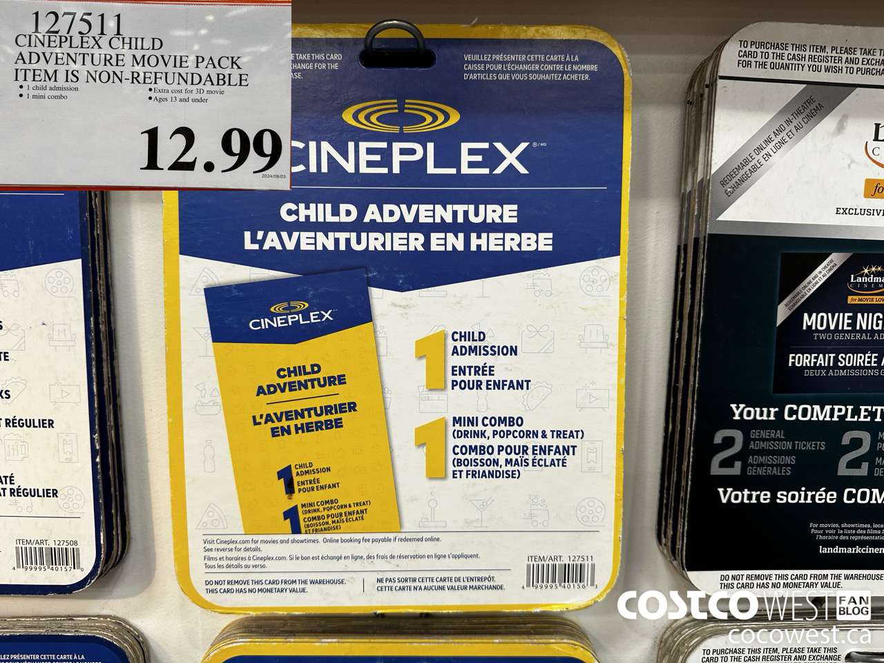 127511 CINEPLEX CHILD ADVENTURE MOVIE PACKAGE $12.99
