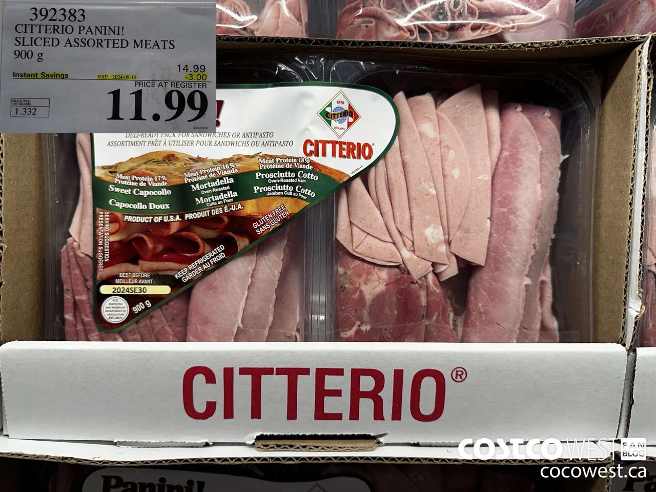 392383 CITTERIO PANINI! SLICED ASSORTED MEATS 900 g ($3.00 INSTANT SAVINGS EXPIRES ON 2024-09-15) $11.99