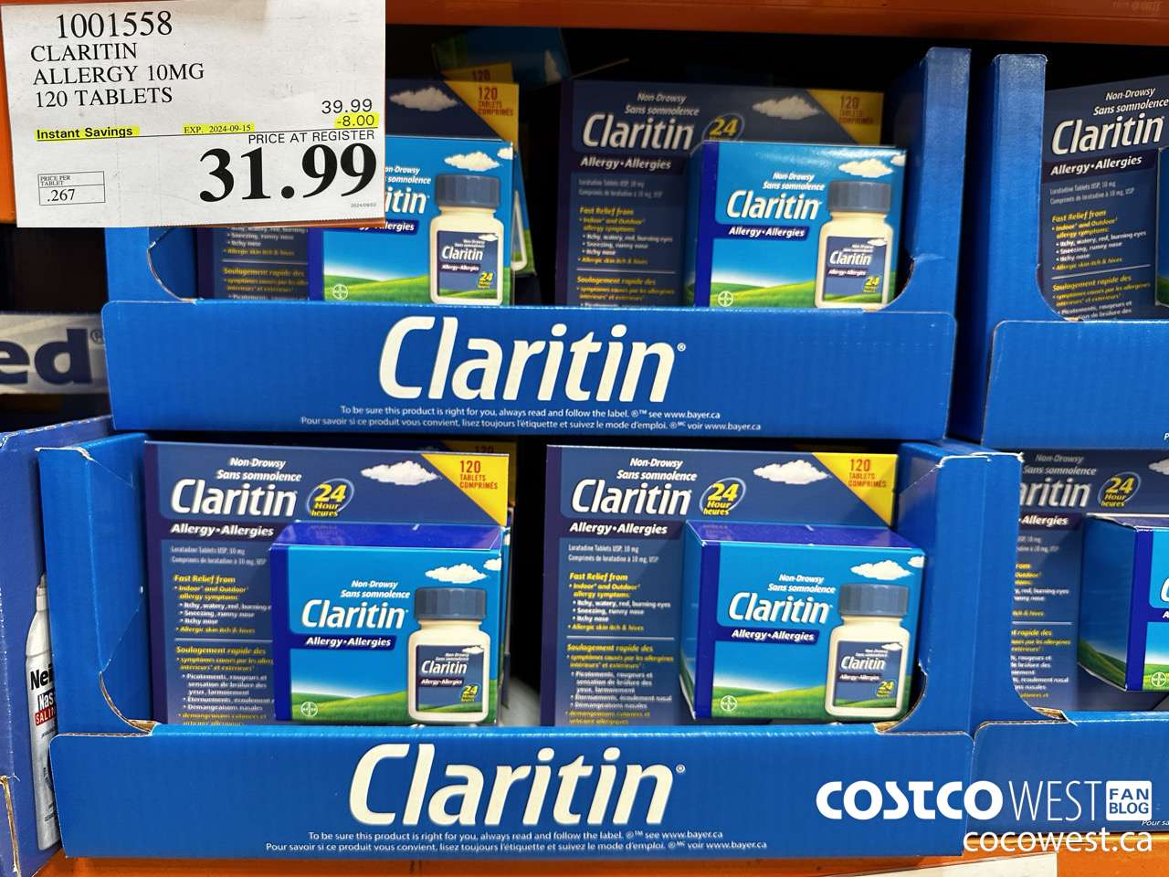 1001558 CLARITIN ALLERGY 10MG 120 TABLETS ($8.00 INSTANT SAVINGS EXPIRES ON 2024-09-15) $31.99