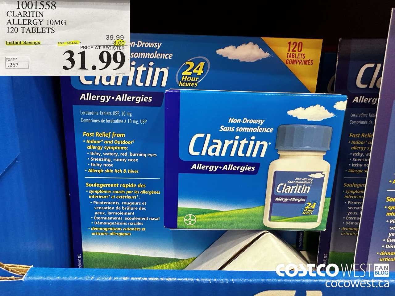 1001558 CLARITIN ALLERGY 10MG 120 TABLETS ($8.00 INSTANT SAVINGS EXPIRES ON 2024-09-15) $31.99