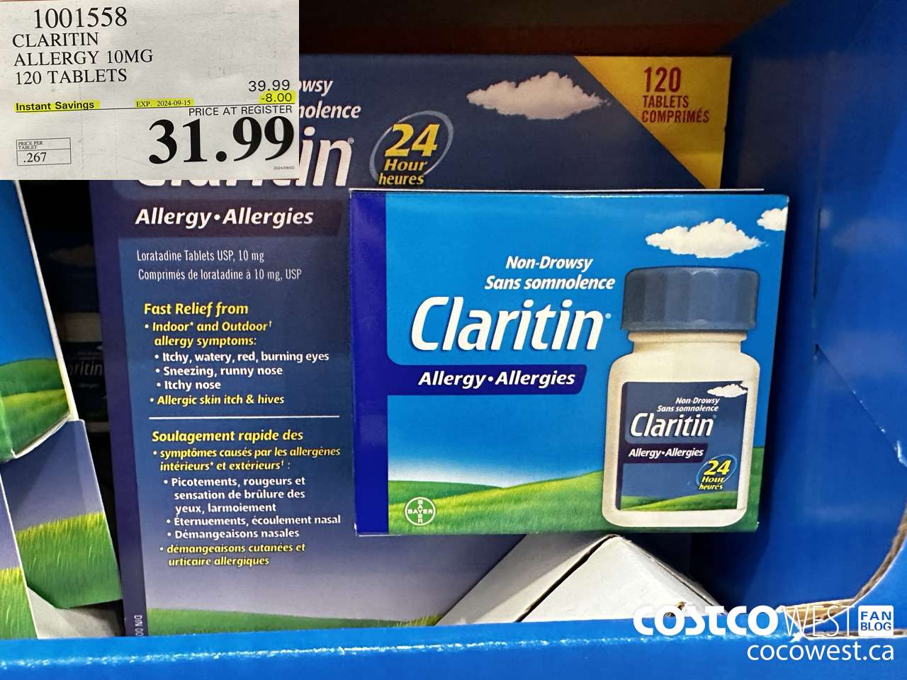 1001558 CLARITIN ALLERGY 10MG 120 TABLETS ($8.00 INSTANT SAVINGS EXPIRES ON 2024-09-15) $31.99