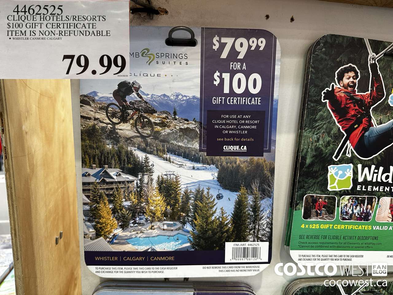 4462525 CLIQUE HOTELS/RESORTS $100 GIFT CERTIFICATE ITEM IS NON-REFUNDABLE $79.99