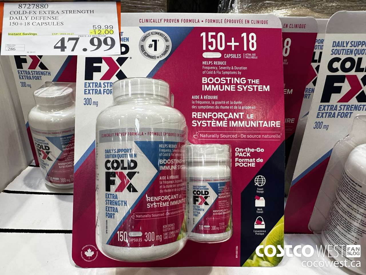 8727880 COLD-FX EXTRA STRENGTH DAILY DEFENSE 150 + 18 CAPSULES ($12.00 INSTANT SAVINGS EXPIRES ON 2024-10-27) $47.99