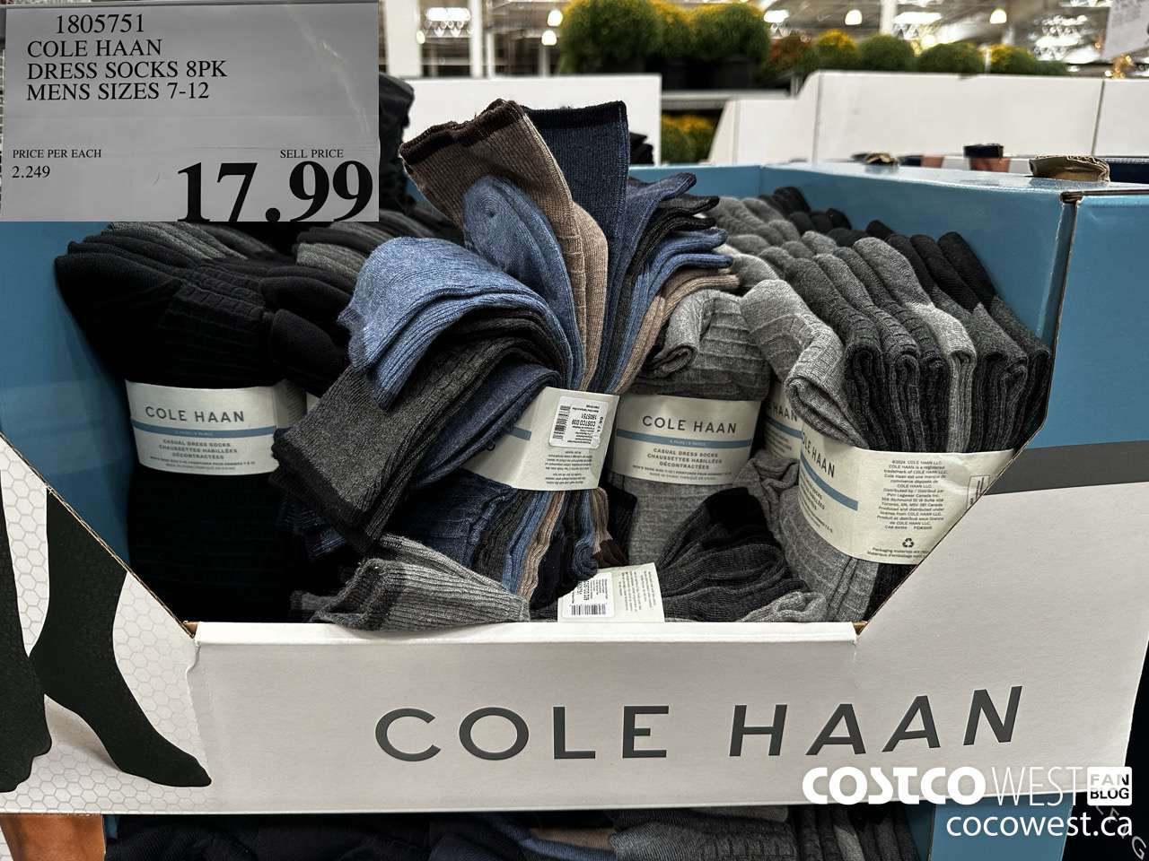 1805751 COLE HAAN DRESS SOCKS 8PK MENS SIZES 7-12 $17.99