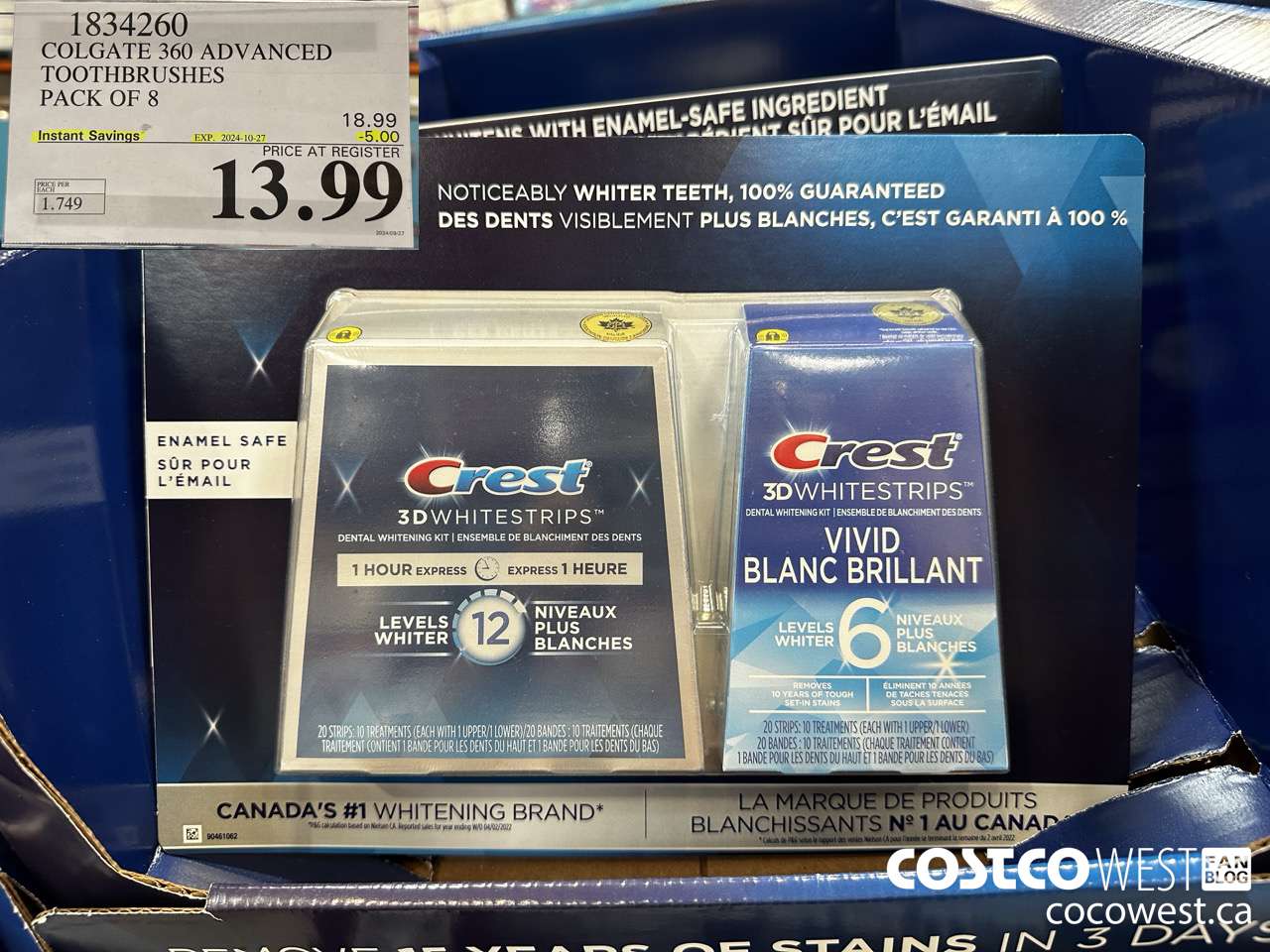 1834260 COLGATE 360 ADVANCED TOOTHBRUSHES PACK OF 8 ($5.00 INSTANT SAVINGS EXPIRES ON 2024-10-27) $13.99