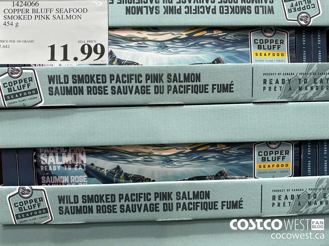 1424066 COPPER BLUFF SEAFOOD SMOKED PINK SALMON 454G $11.99
