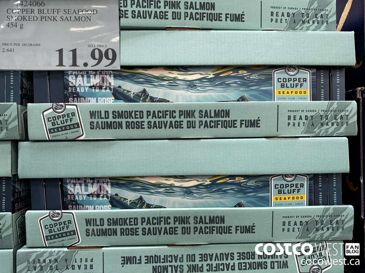 1424066 COPPER BLUFF SEAFOOD SMOKED PINK SALMON 454G $11.99