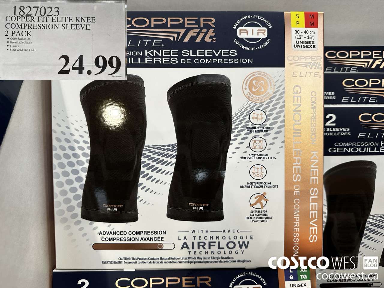 1827023 COPPER FIT ELITE KNEE COMPRESSION SLEEVE 2 PACK $24.99