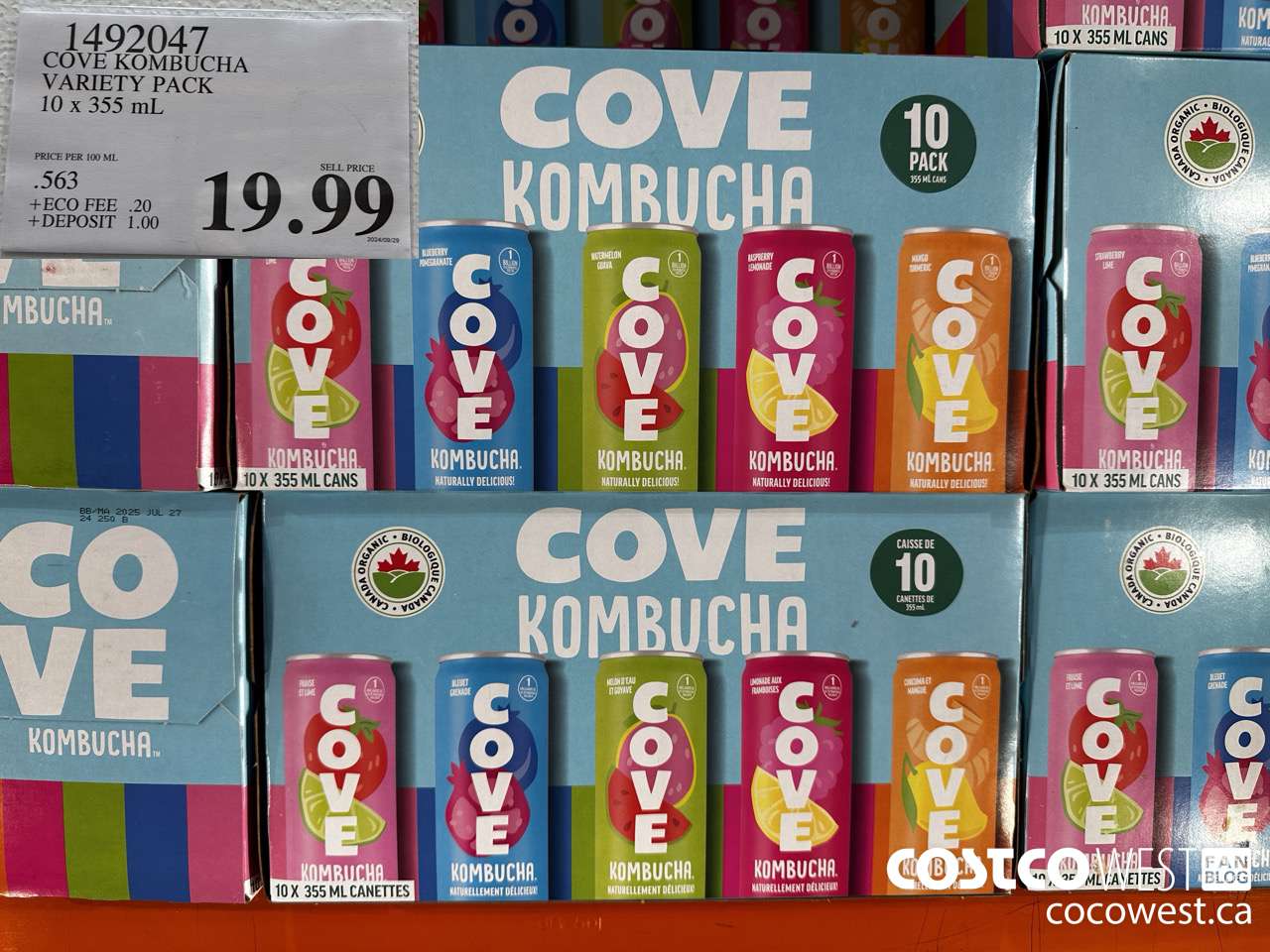 1492047 COVE KOMBUCHA VARIETY PACK 10 X 355 ML $19.99