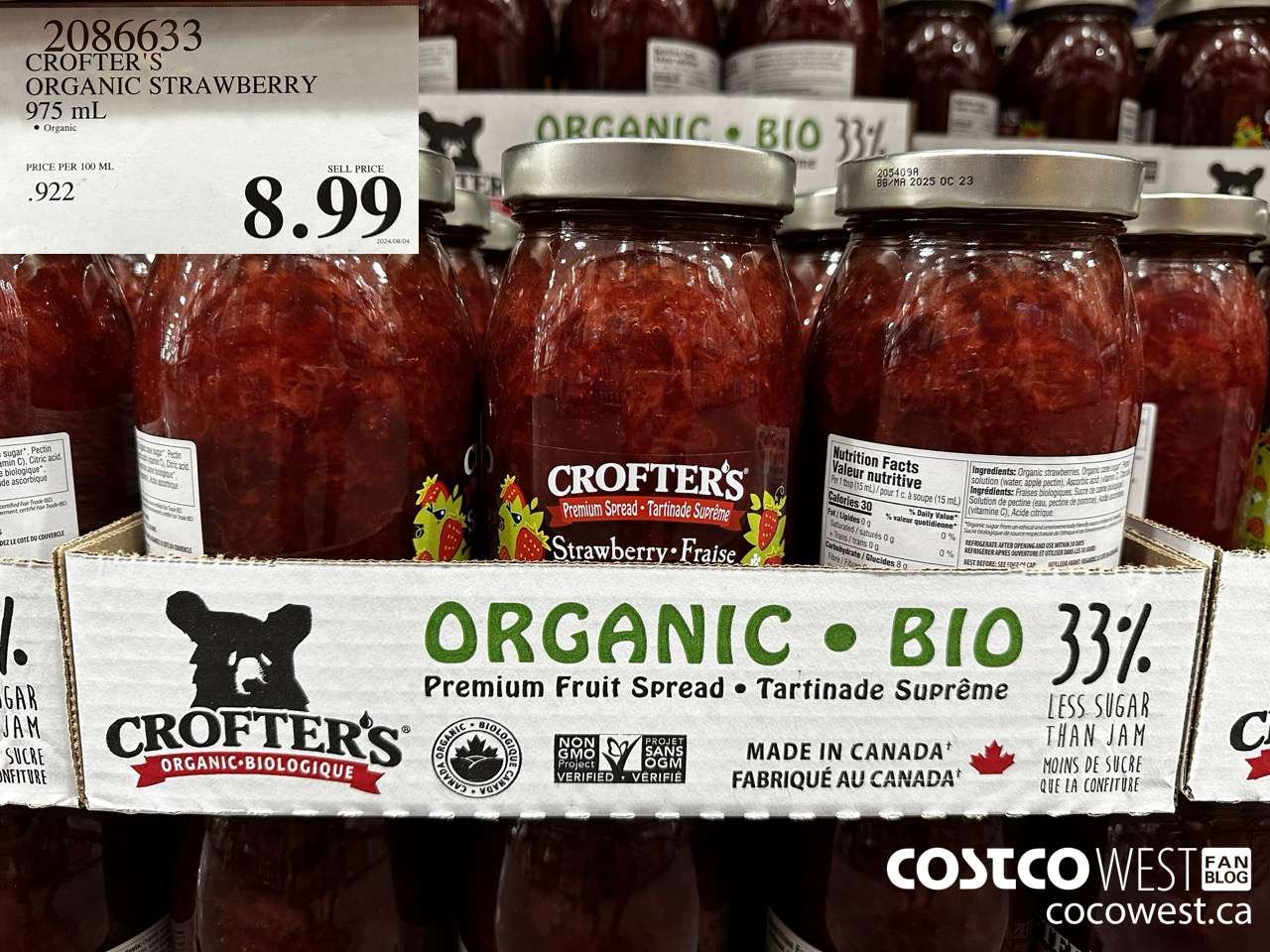 2086633 CROFTER'S ORGANIC STRAWBERRY 975ML $8.99