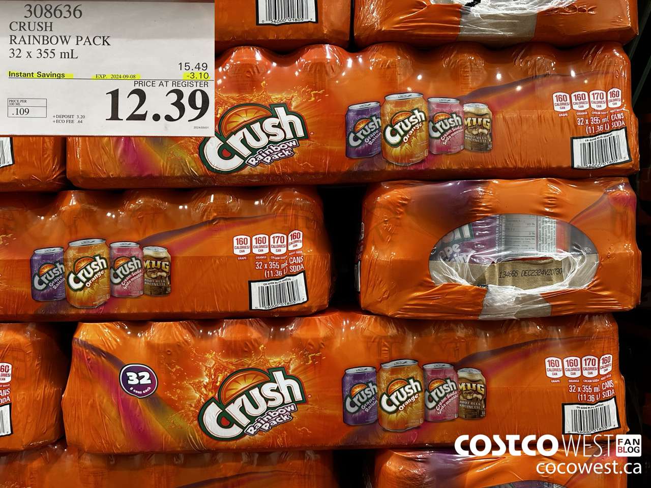 308636 CRUSH RAINBOW PACK 32 X 355 ML ($3.10 INSTANT SAVINGS EXPIRES ON 2024-09-08) $12.39